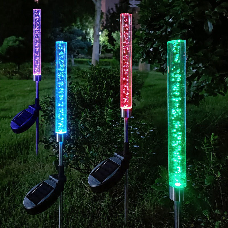 RGB Blubbernde Acryl-Gartenstecker Mit Verstellbarem Edelstahlspike Und Dämmerungs-zu-Hell-Sensor Brehn