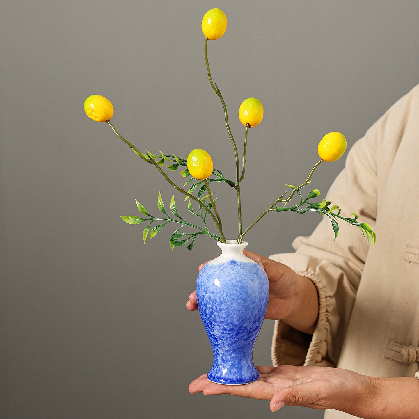 Elegante Blumenmuster Keramikvase