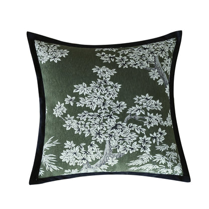 Quadratischer Jacquard-Kissenbezug mit orientalisch inspiriertem Blumenrelief und kontrastierender Keder Brehn