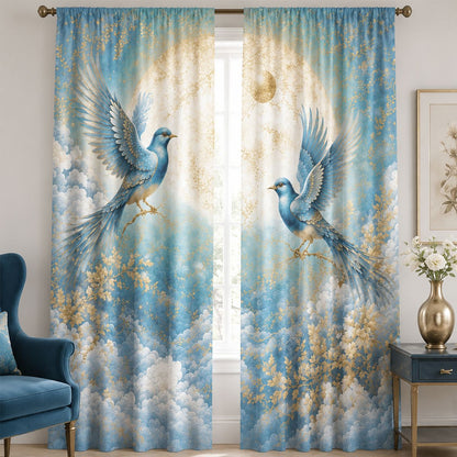 Verschnörkelter Vogel-Muster Fenstervorhang