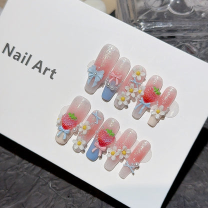 Charmantes 3D Blumen Druck-Nagelkunst-Set