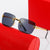 Damen quadratische Sonnenbrille mit luxuriösem, goldverziertem Rahmen und schützenden Gläsern Brehn
