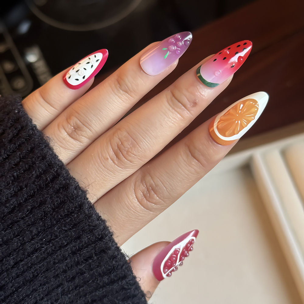 Frucht-Themen Press-On Nail Set Brehn