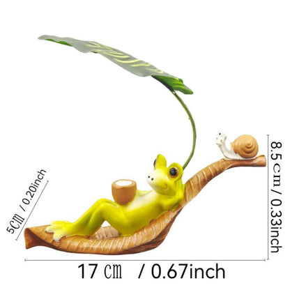 Lustige Froschfigur mit Blatt Deko Brehn