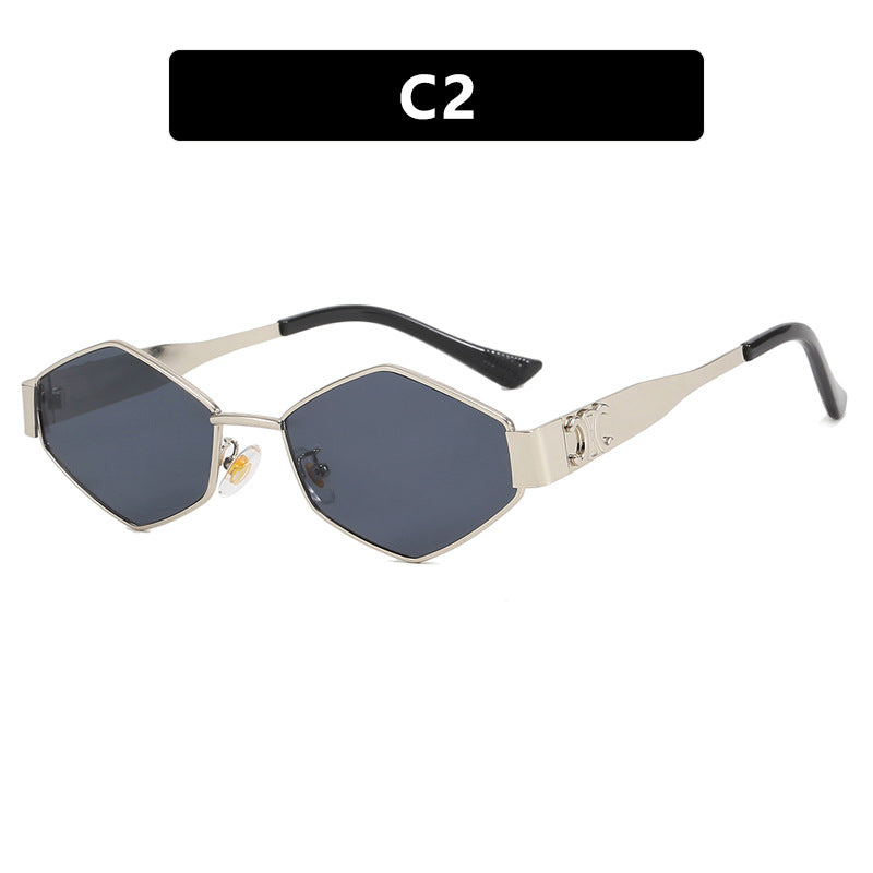 Damen modische hexagonale Sonnenbrille mit schützendem Gläsern und stilvollem Metallrahmen Brehn