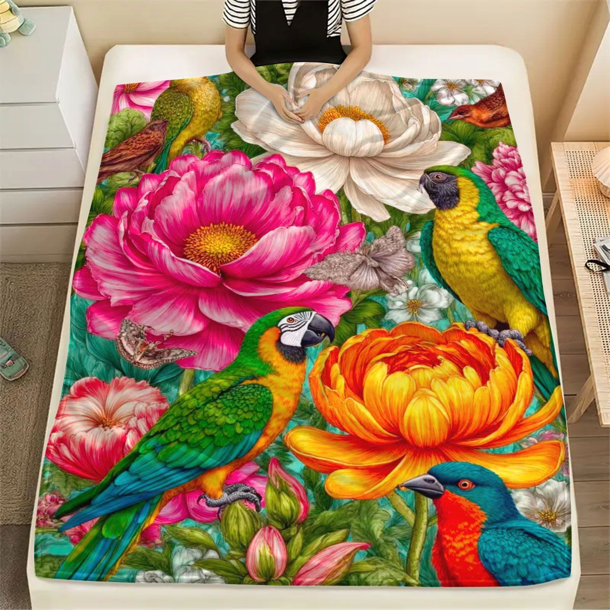 Blumenmuster Fleece-Decke
