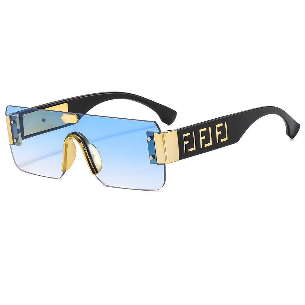 Damen futuristische Oversize-Sonnenbrille mit Metall-Details Brehn