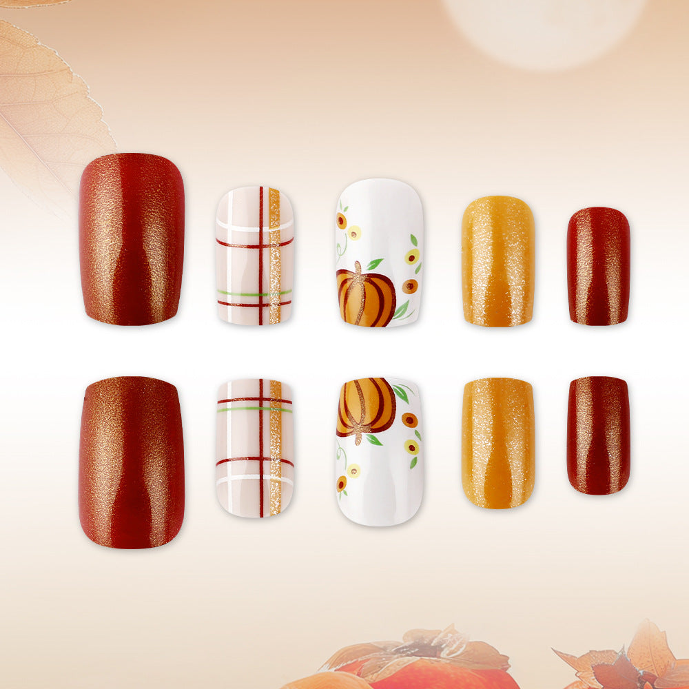 Saisonales Kürbis-Themen-Nagelkunst-Set Brehn
