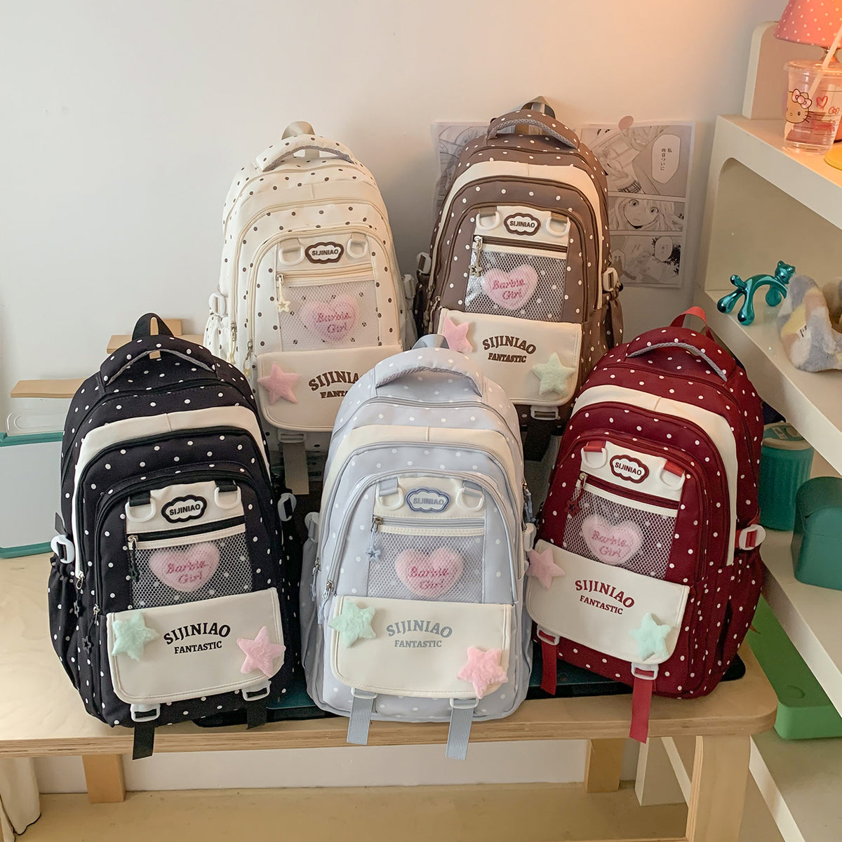 Stylische Pünktchen Schultasche Brehn