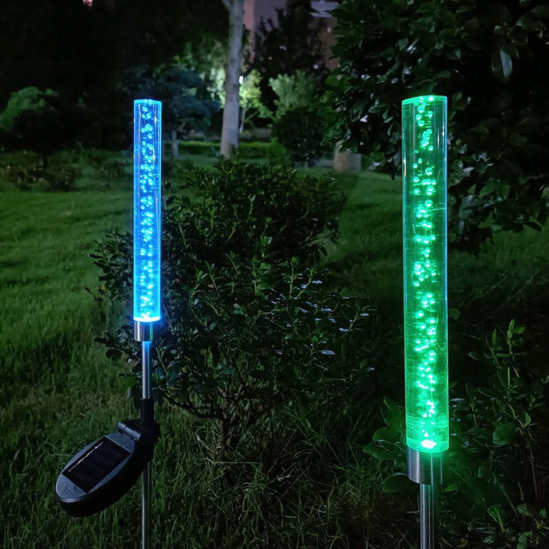 RGB Blubbernde Acryl-Gartenstecker Mit Verstellbarem Edelstahlspike Und Dämmerungs-zu-Hell-Sensor Brehn