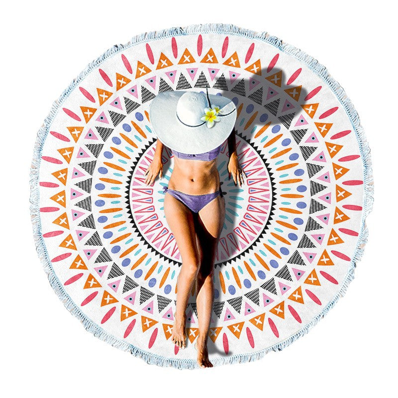 Rundstrandtuch mit kunstvollem Lotus-Motiv Brehn