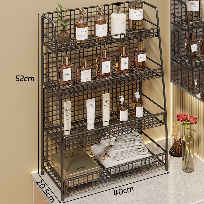 Multi-Ebenen Drahtgitter Arbeitsplattenorganizer mit schrägem Rahmen und belüfteten Mesh-Regalen