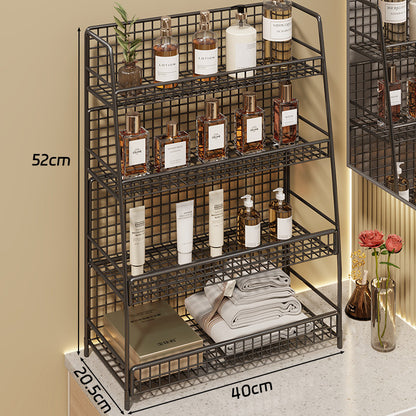 Multi-Ebenen Drahtgitter Arbeitsplattenorganizer mit schrägem Rahmen und belüfteten Mesh-Regalen