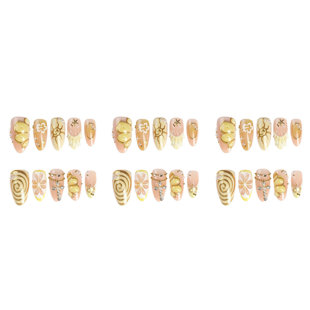 Künstlerisches Blumendesign Premium Press-On Nagelset Brehn