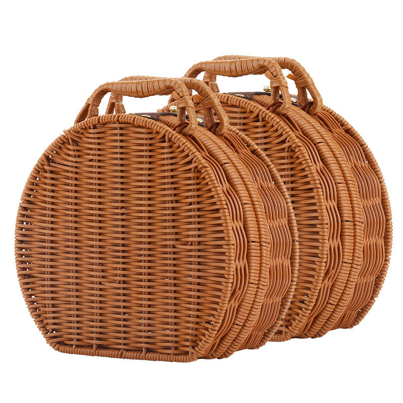 Damen Runde Wicker Handtasche Brehn