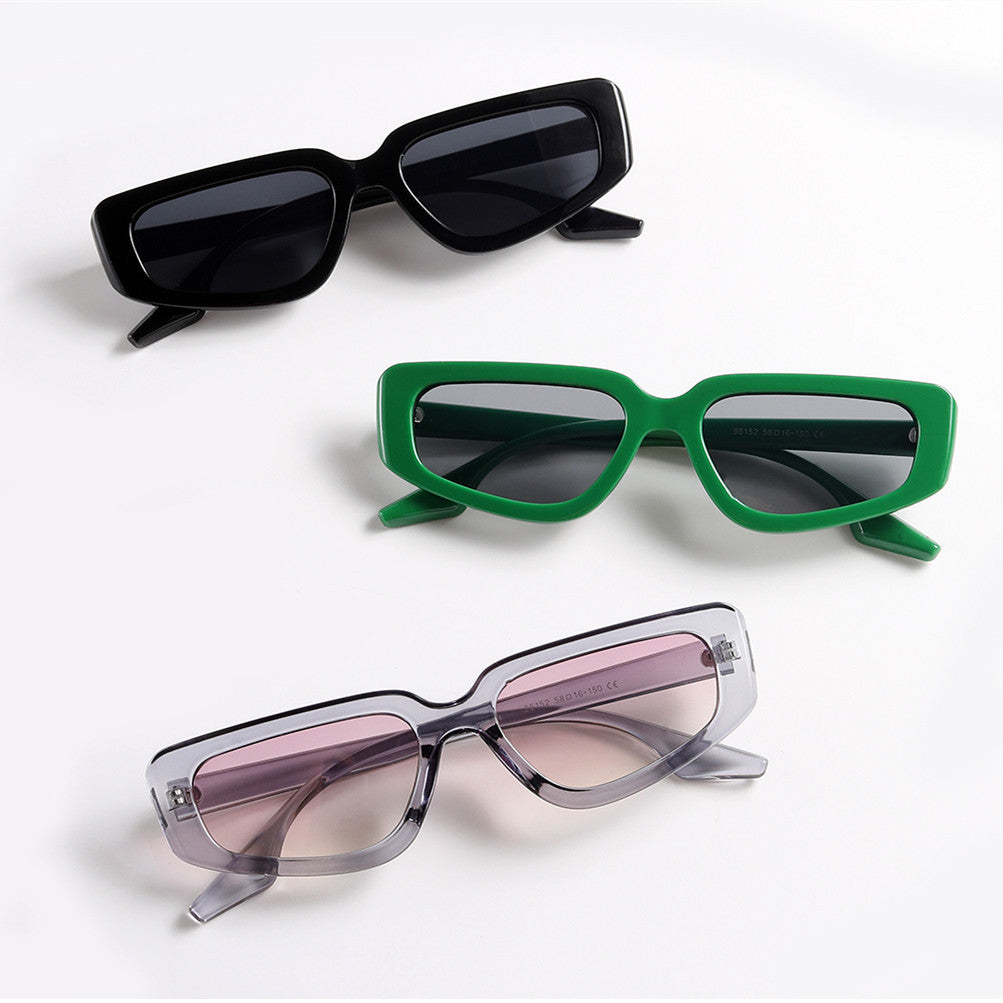 Damen modische quadratische Sonnenbrille mit modernem hochglänzendem Kunststoffrahmen Brehn