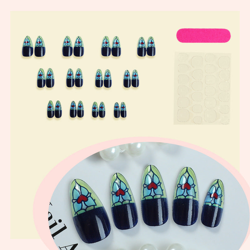 Künstlerisches Glasmalerei Press-On Nagelset Brehn