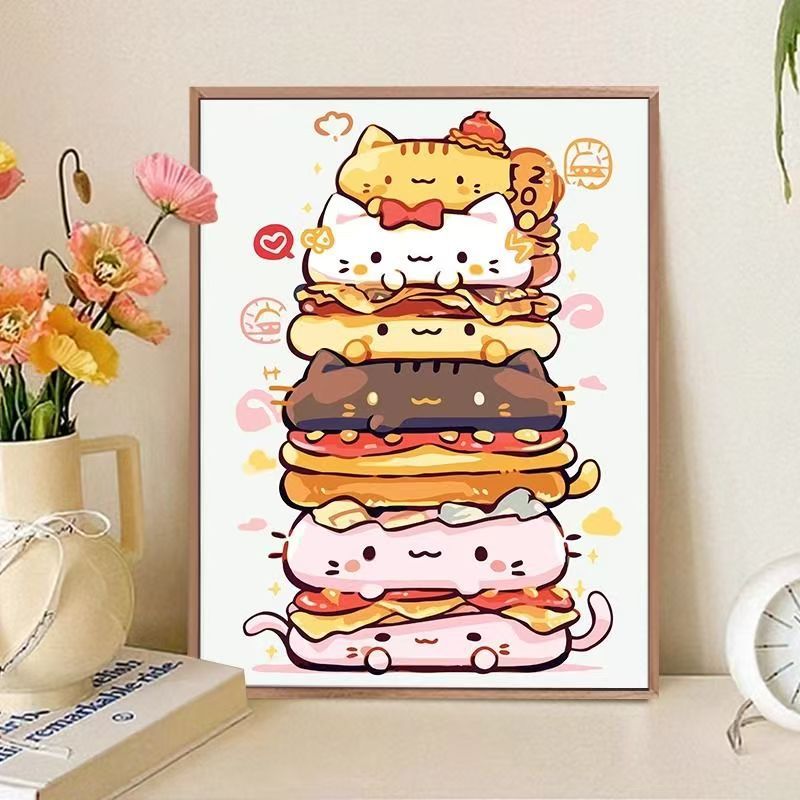 Verspielt katzenmotiviertes Food-Art-Druck Brehn