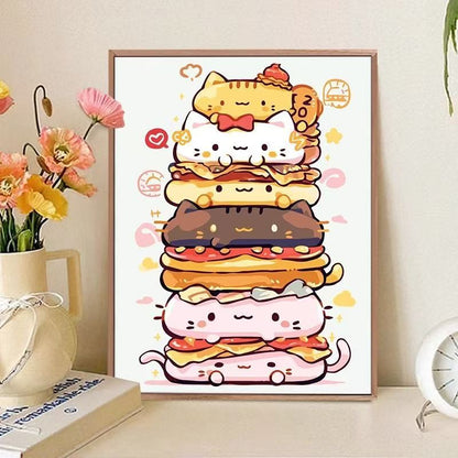 Verspielt katzenmotiviertes Food-Art-Druck Brehn