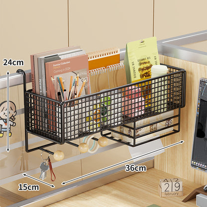 Schreibtisch-Rail-Montierter Netz-Organizer-Korb mit Haken