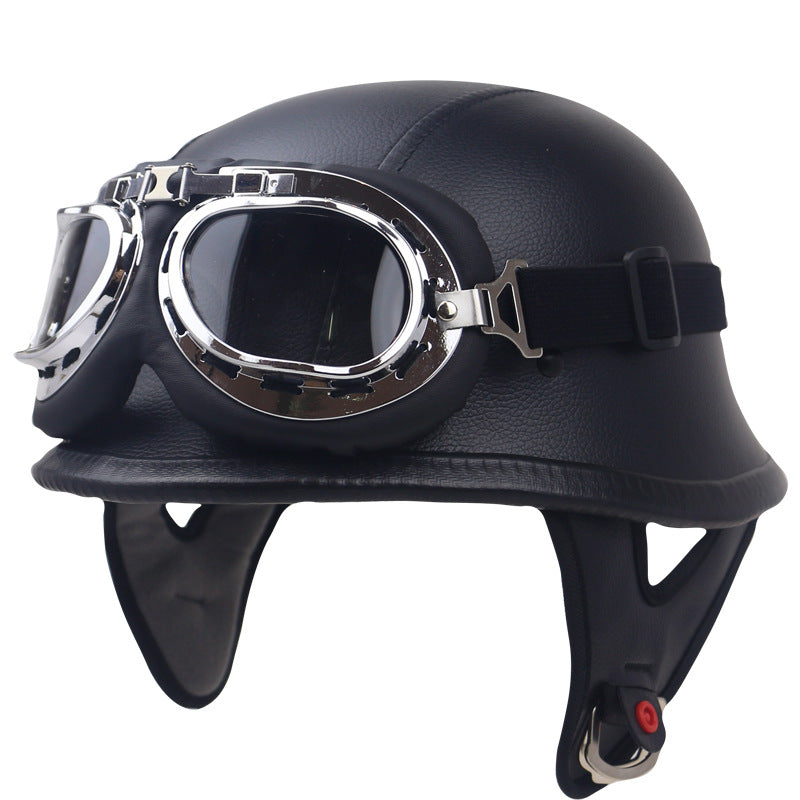 Vintage-Carbonfaser-Motorradhelm mit Brille Brehn