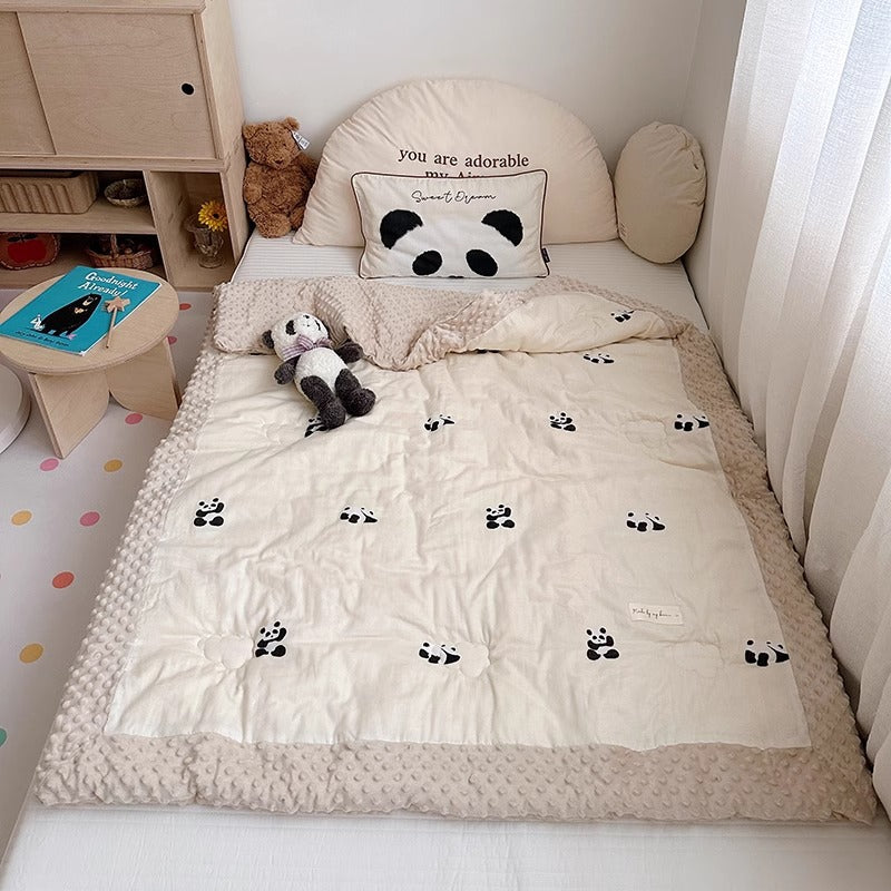 Gepolsterte wendbare Panda-Print Minky-Trim Nap & Spielmatte