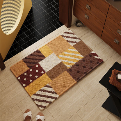Low-Profile Absorbent Patchwork Entrance Mat with Non-Slip Backing
