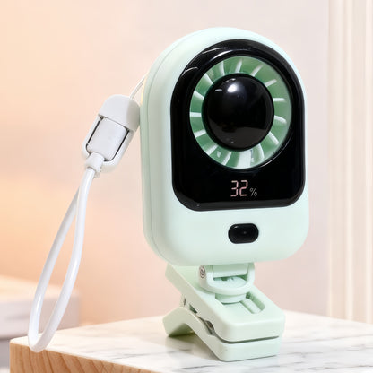 Damen tragbarer Tischventilator mit LCD-Anzeige und USB-Ladeanschluss Brehn