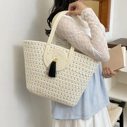 Gestreifter gewebter Strandtasche