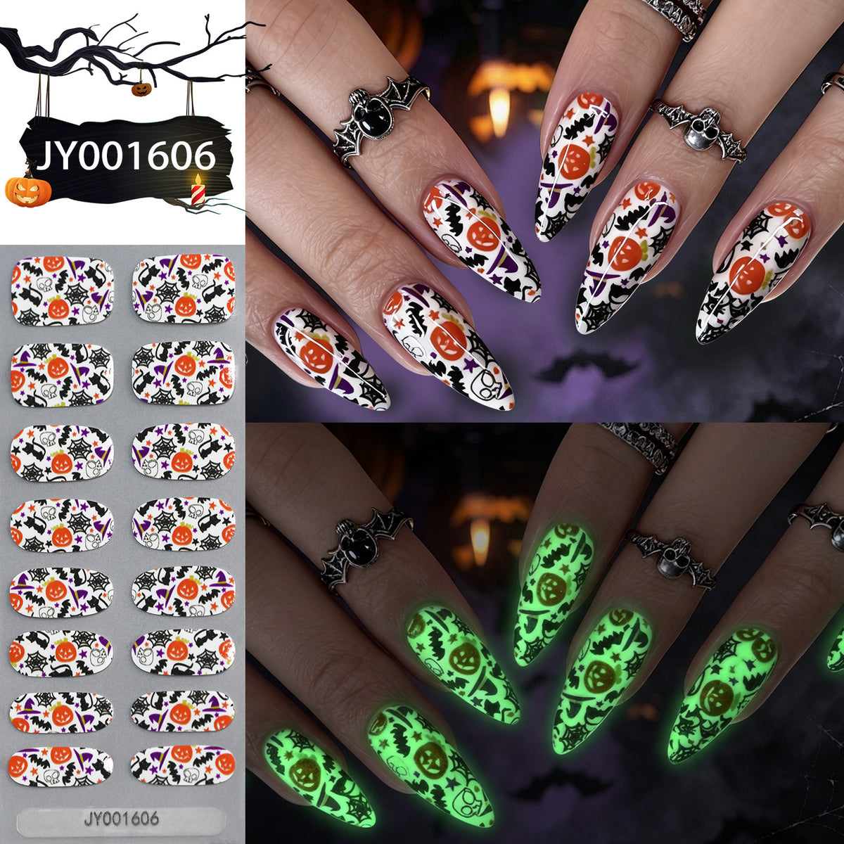 Halloween-Themen Glow-in-the-Dark Nagel-Wraps