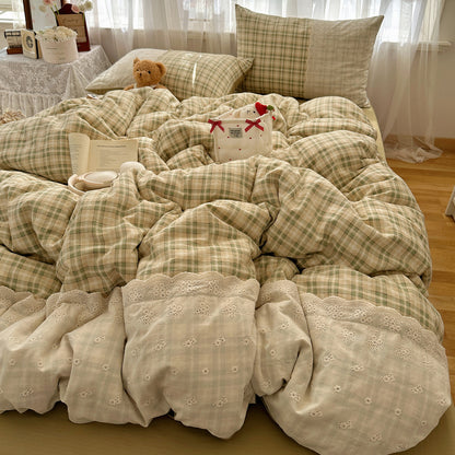 Gemütliches Karierte Bettwäsche Set