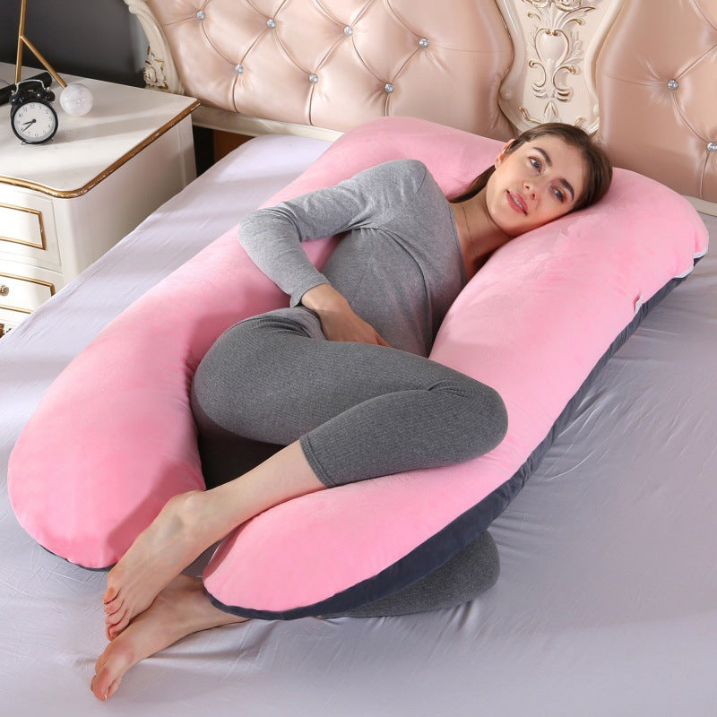 ergonomisches U-förmiges Ganzkörper-Schwangerschaftskissen mit abnehmbarem waschbarem Veloursbezug und verstellbarem Innenteil Brehn