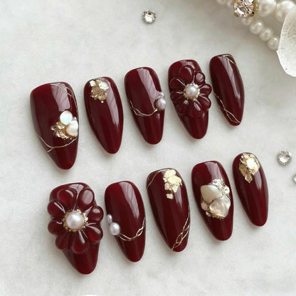 Blumenverzierte Press-On-Nagelset Brehn