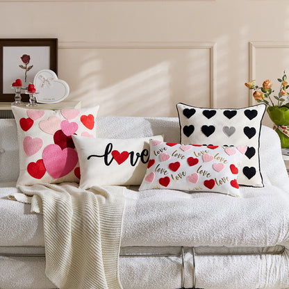 Bestickte Script Love Kissenbezug mit tufted Herz