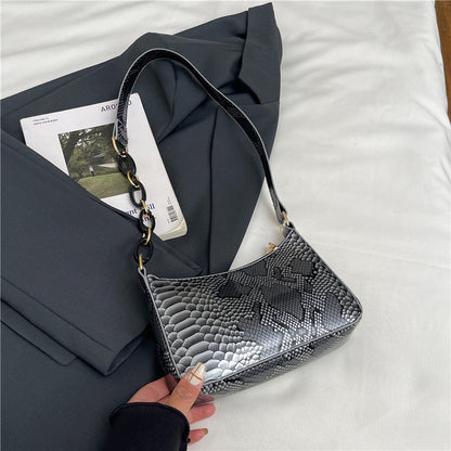 Stylische Texturierte Schlangenleder Effekt Handtasche Brehn
