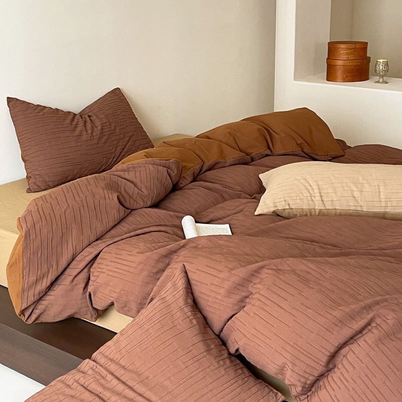 Steppbettwäsche-Set aus Baumwoll-Satin mit feiner Rippstruktur
