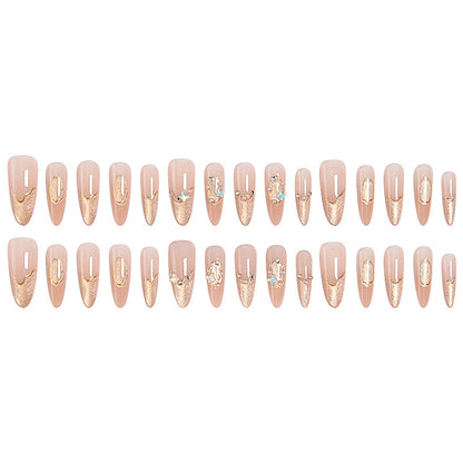 Kunstnagelset mit elegantem Gold-Glitzer-Design Brehn