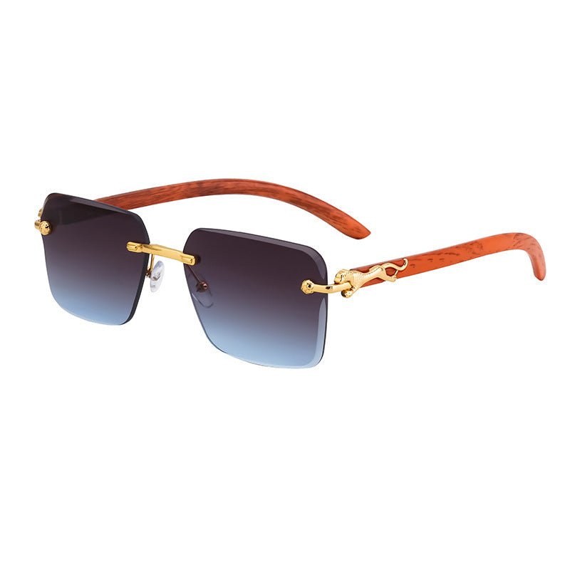 Damen Modische Quadratische Sonnenbrille mit eleganten Holzarmen Brehn