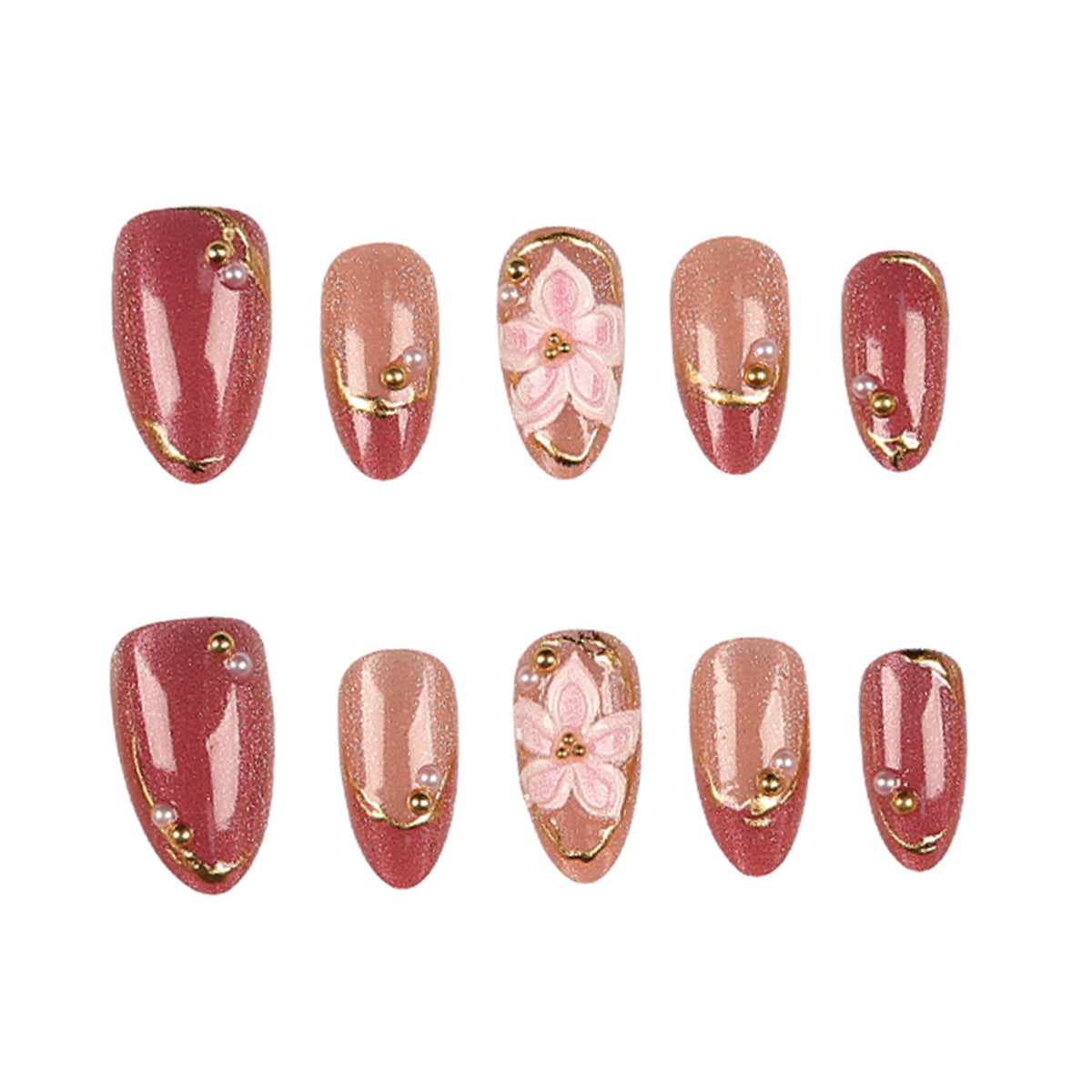 Elegantes Blumen Press-On-Nägel Set