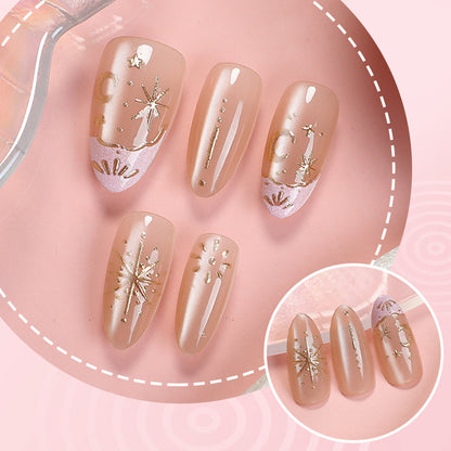 Künstlerisches Press-On-Nagelset mit eleganten goldenen Akzenten