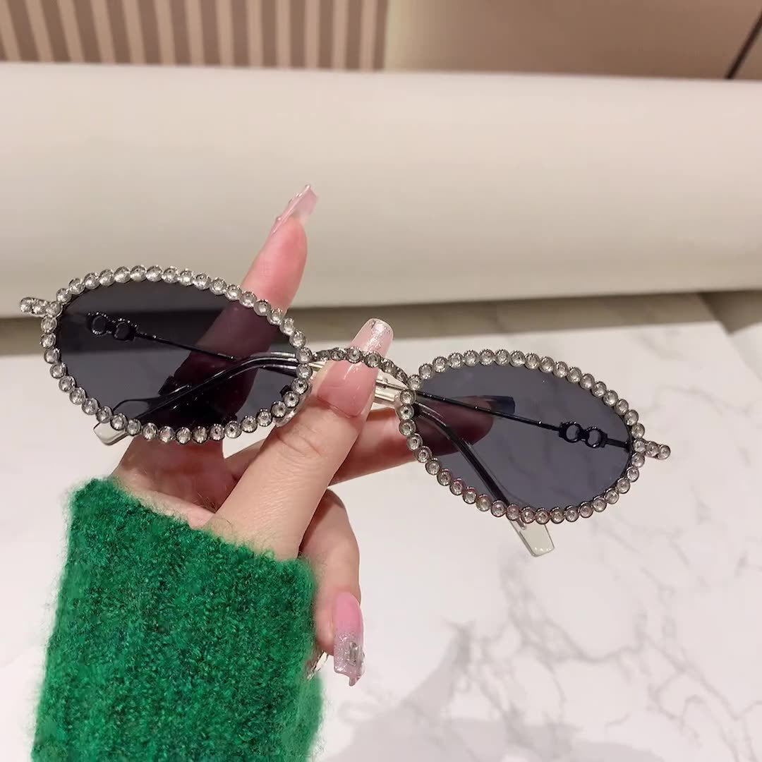 Damen Designer-Brillengestell mit extravagantem Perlenrahmen Brehn