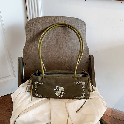 Bestickte Wildleder-Handtasche