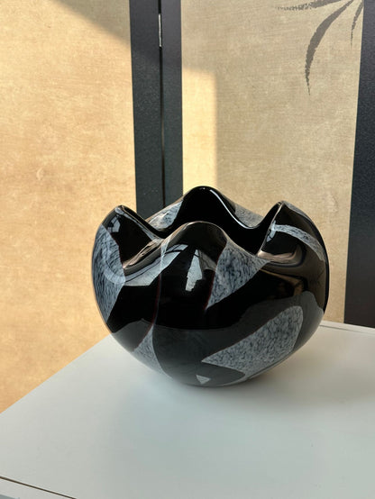 Skulptural Handgefertigte Dekorative Glas Mitte Schüssel Brehn