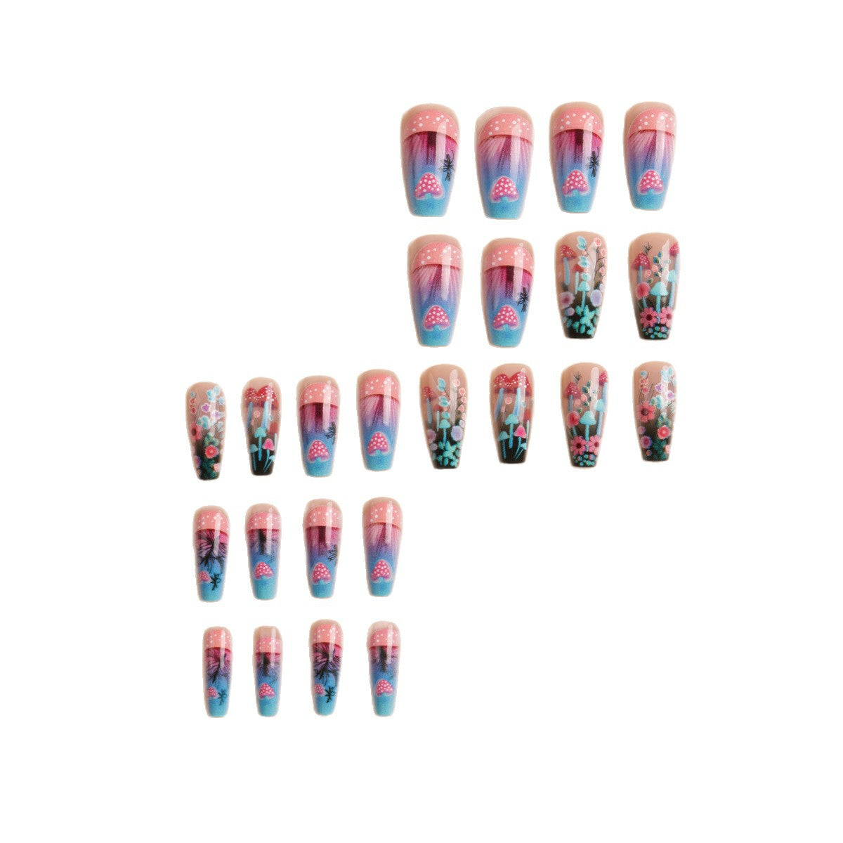 Künstlerisches Floral Leuchten-im-Dunkeln Nail Art Set Brehn