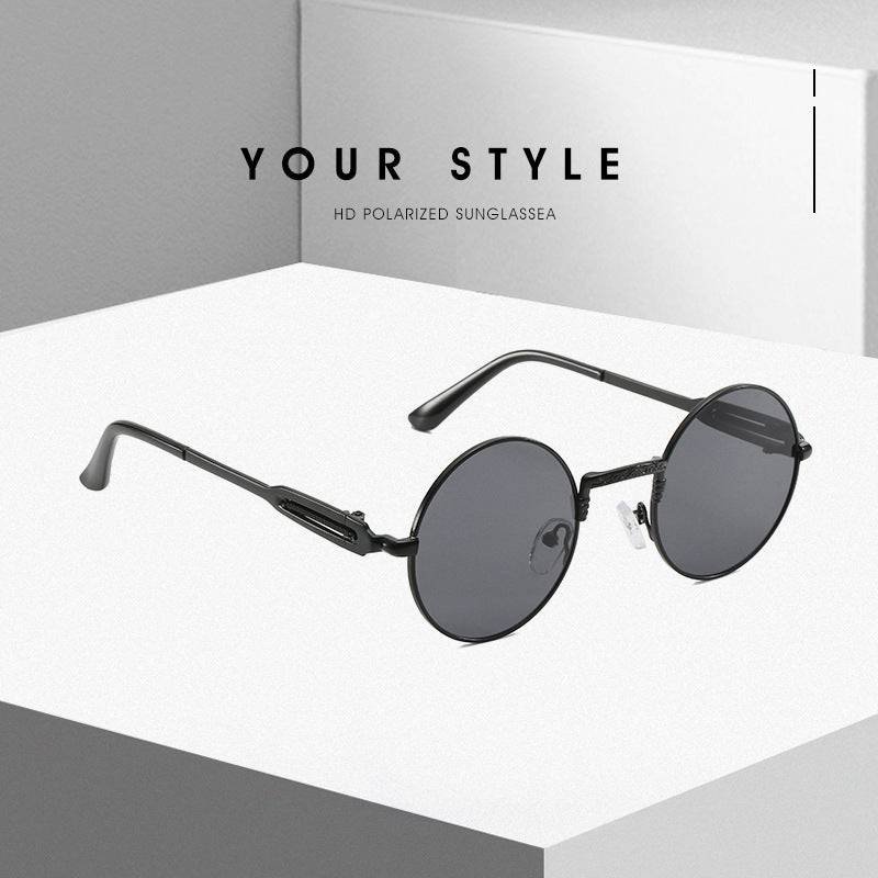 Damen runde modische Sonnenbrille mit feinem Metallgestell Brehn