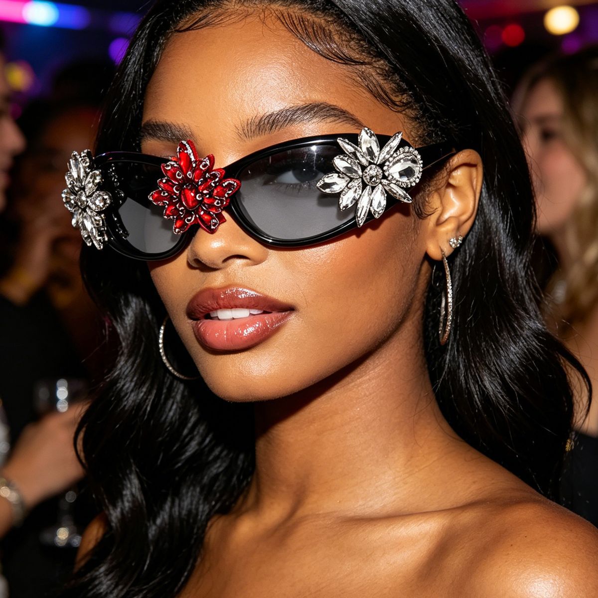 Damen Glamouröse Designer-Sonnenbrille mit floralen Akzenten Brehn