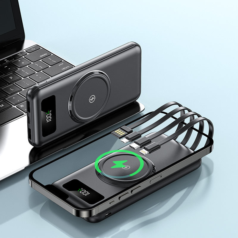 Tragbare Powerbank mit integrierter Qi-Ladefunktion und digitaler Anzeige Brehn