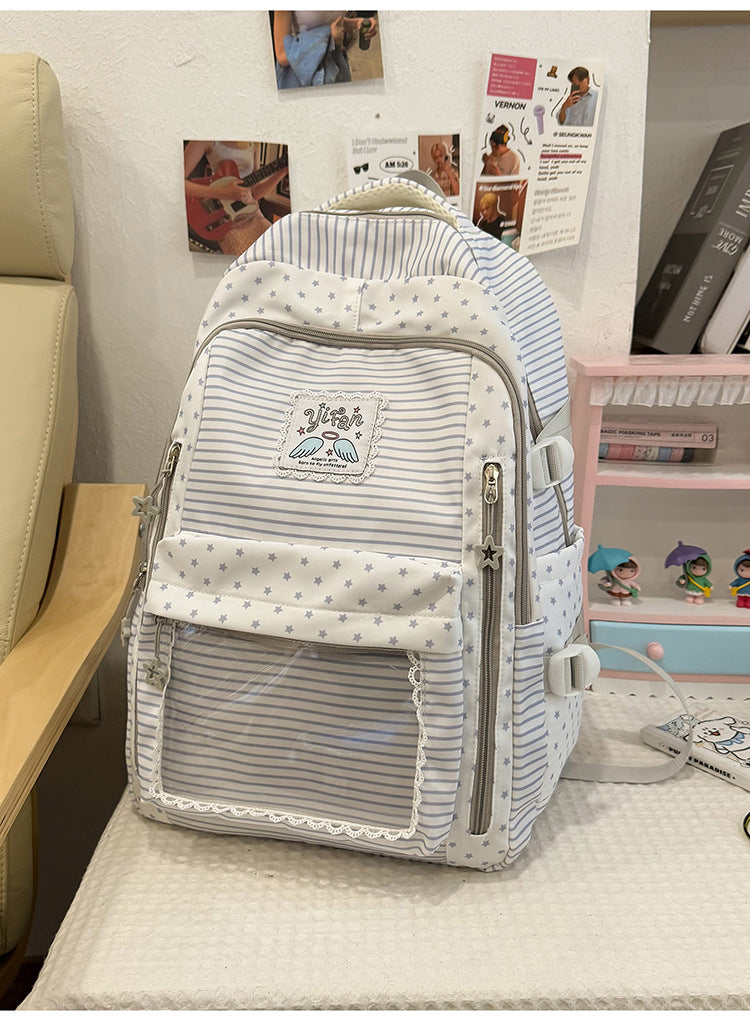 Mehrfach-Taschen Star-Muster Schulrucksack