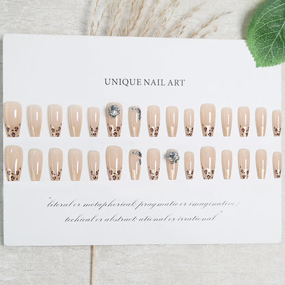 Kunstnagelset mit Glitzer- und Leopardenmotiv Brehn