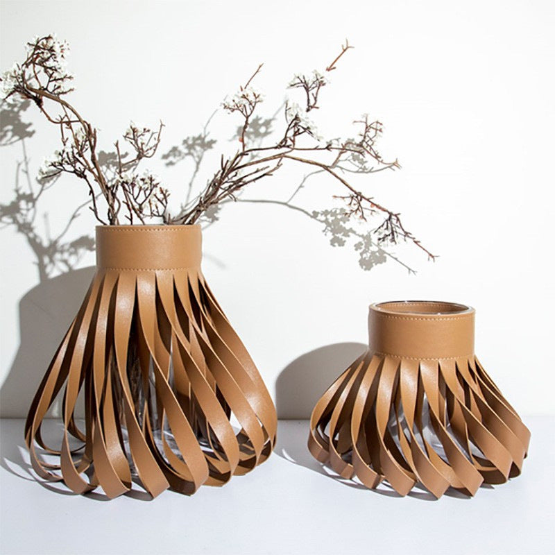 Künstlerische Leder Dekorative Vase
